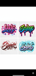 Love Savage Sinner Saint Airbrush Graffiti T-Shirt